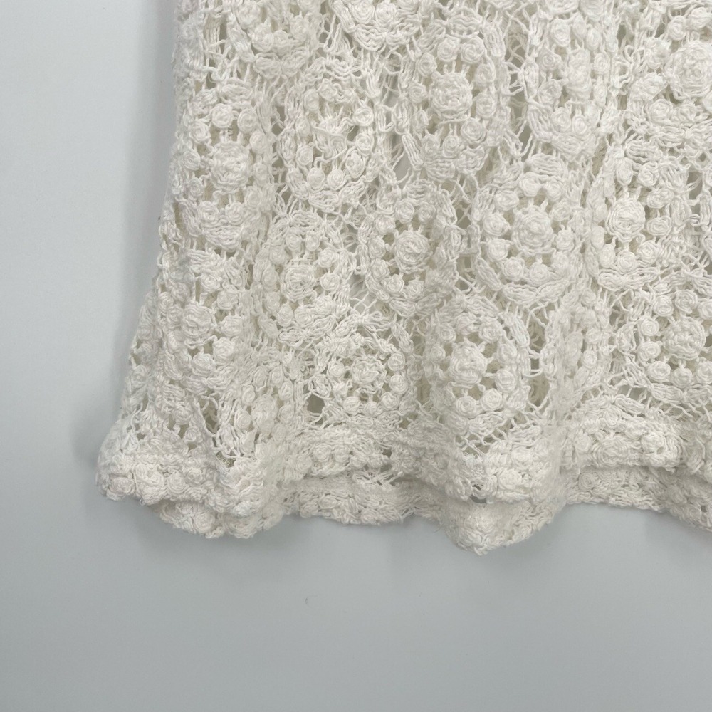 Sundance Womens Open Crochet Knit Boho Cream Sleeveless Beach Coverup Dress S - Picture 10 of 10